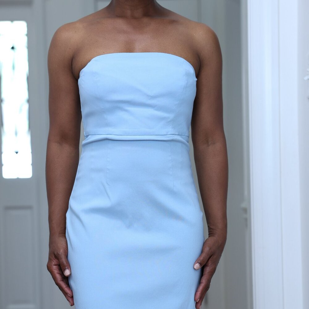 Strapless Baby Blue EXPRESS Stretch Dress Size 3/4